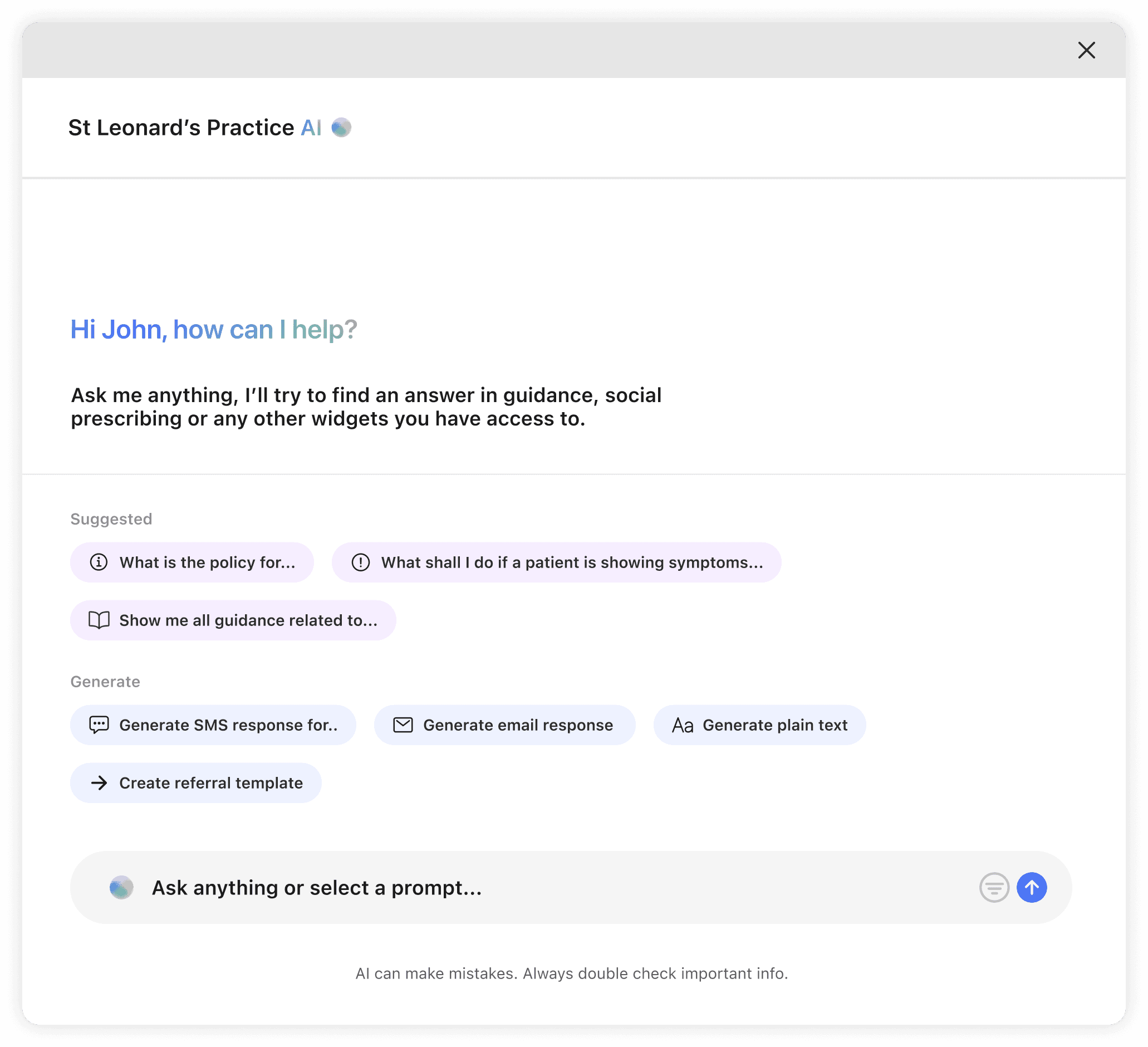 GP Widget answering a question using trusted practice guidance